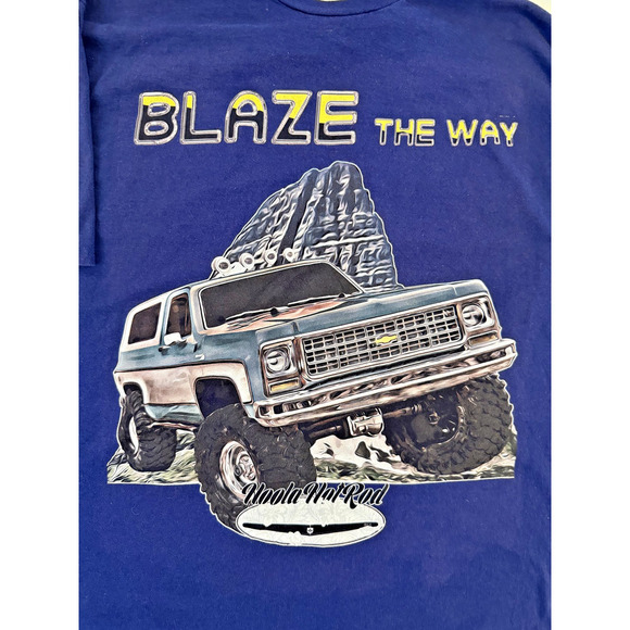 Blaze The Way Shirt Mens 2XL Blue Chevy K5 Blazer Off Road Truck Graphic Vintage - Picture 3 of 3